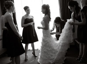 Black White Getting Ready Bridesmaids