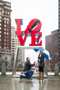 Philadelphia Proposal Engagement in Love Park