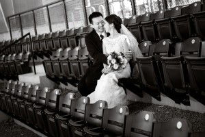 University of Pennsylvania Stadium Wedding Portrait