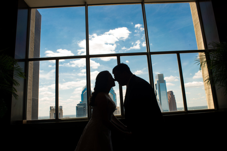 Romantic Kiss Philadelphia Skyline Main Line Photography