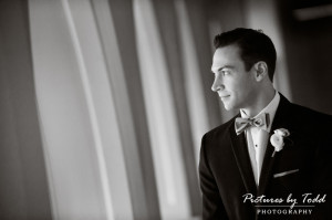 Handsome groom black and white wedding photography Main line photographer
