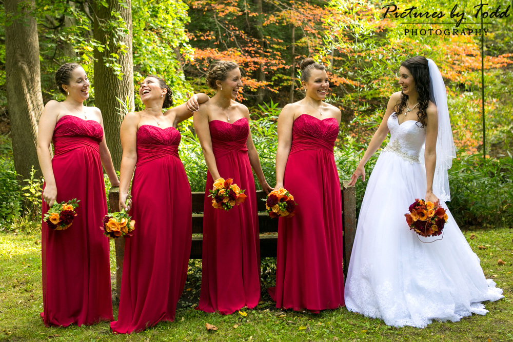 Red-Bridesmaids-Fun-Photos-Old-Mill-Rose-Valley
