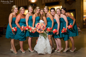 30th street station wedding photography Bridal Party Teal Bridesmaid Dresses
