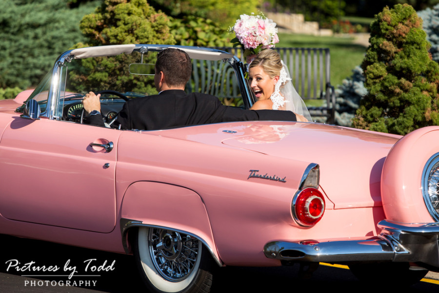 Thunderbird-Pink-Wedding-Day-Car-Leave-In-Style