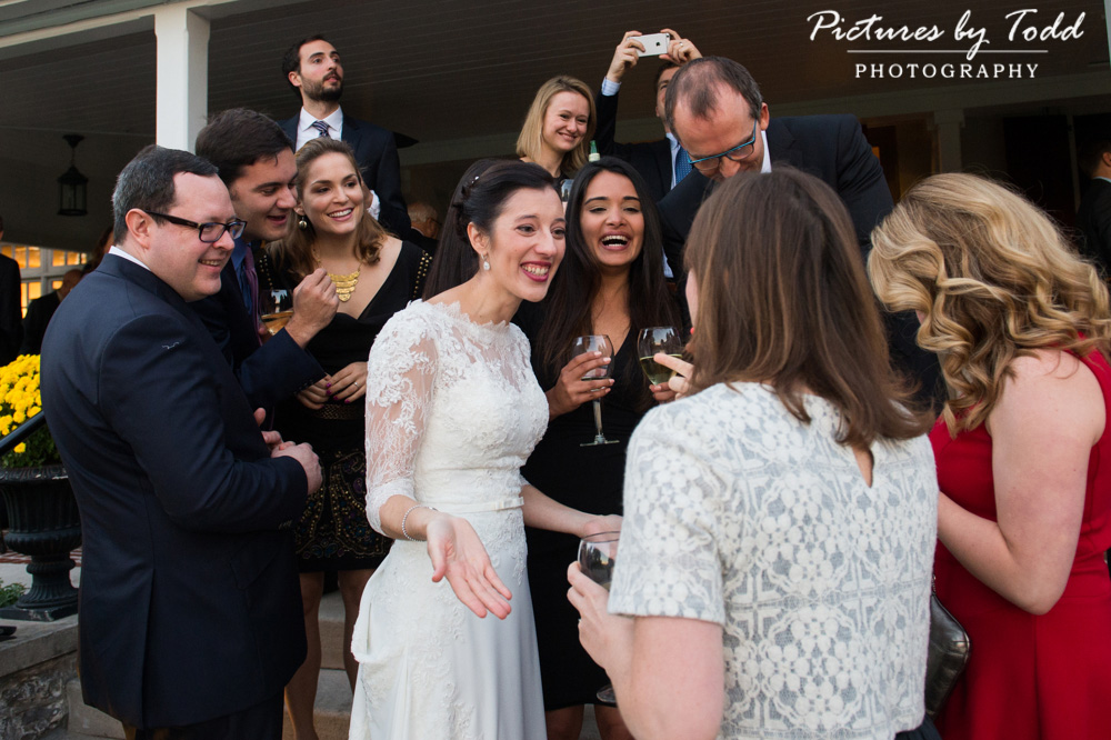 wedding-group-shot-appleford-estate-pronovias-dress-bride-groom-friends-fun