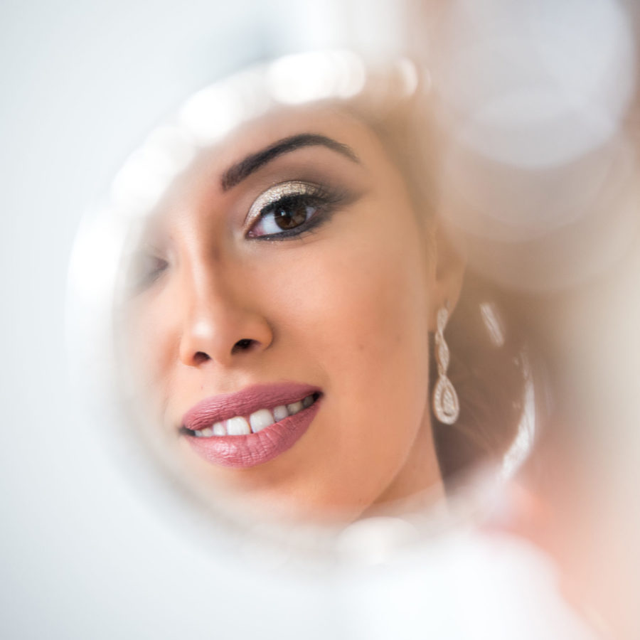 bride reflected in mirror christina